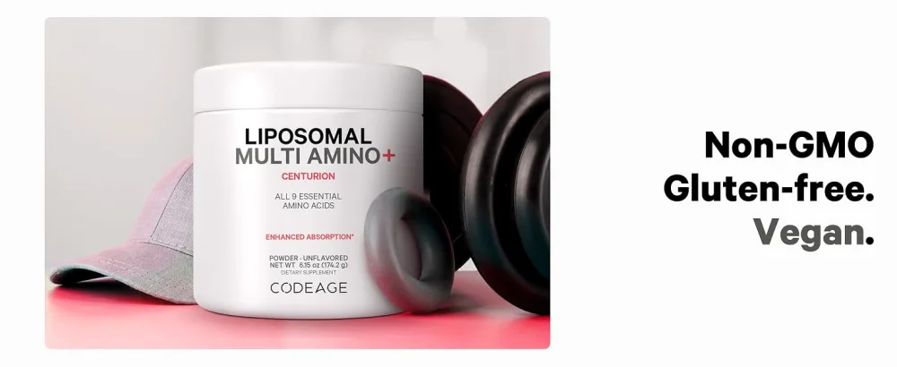Codeage Multi Amino+ BCAA Powder Supplement - EAA Supplement All 9 Essential Amino Acids Branched-Chain Amino Acid Sport Pre & Post Workout Muscles Recovery Liposomal Delivery Non-GMO 6.15 oz - bcaa amino acids, multi amino acids, multi amino acids supplement, amino acid, bcaa protein powder