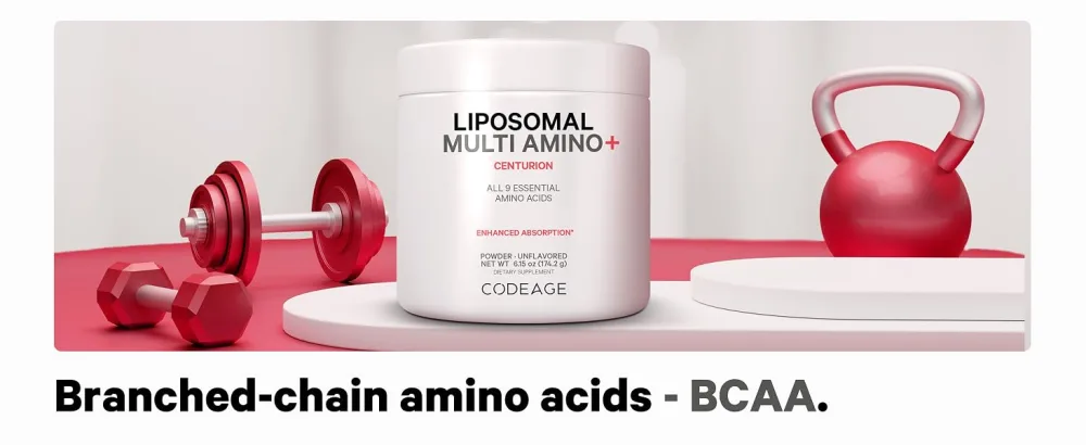 Codeage Multi Amino+ BCAA Powder Supplement - EAA Supplement All 9 Essential Amino Acids Branched-Chain Amino Acid Sport Pre & Post Workout Muscles Recovery Liposomal Delivery Non-GMO 6.15 oz - codeage bcaa powder capsule, bcaa powder, eaa powders, branched chain amino acids, eaa supplement