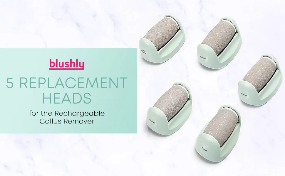 Replacement Heads for Rechargeable Foot Callus Remover - Interchangeable Heads for Electric Foot Callus Remover for Everyday Use Callus Remover Replacement Heads - Blushly, Callus Remover for Feet, Electric Callous Heel Foot File Shaver Tool Electronic
