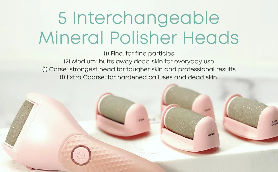 Replacement Heads for Rechargeable Foot Callus Remover - Interchangeable Heads for Electric Foot Callus Remover for Everyday Use Callus Remover Replacement Heads - Blushly, Callus Remover for Feet, Electric Callous Heel Foot File Shaver Tool Electronic