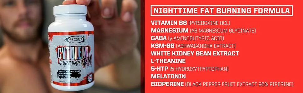 Gaspari Nutrition Cytolean PM: Nighttime Fat Burner with Melatonin Sleep Support Stress Reduction Stimulant Free Vegan Friendly (90 Capsules) - product information 19