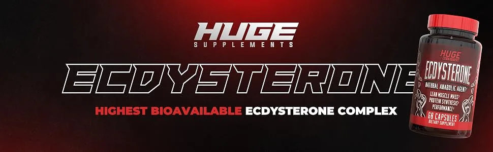 Huge Supplements Ecdysterone Natural Anabolic Agent Increases Lean Muscle Mass Exercise Performance Strength and Protein Synthesis Formulated for Enhanced Absorption (60 Capsules) - Ecdysterone Supplement