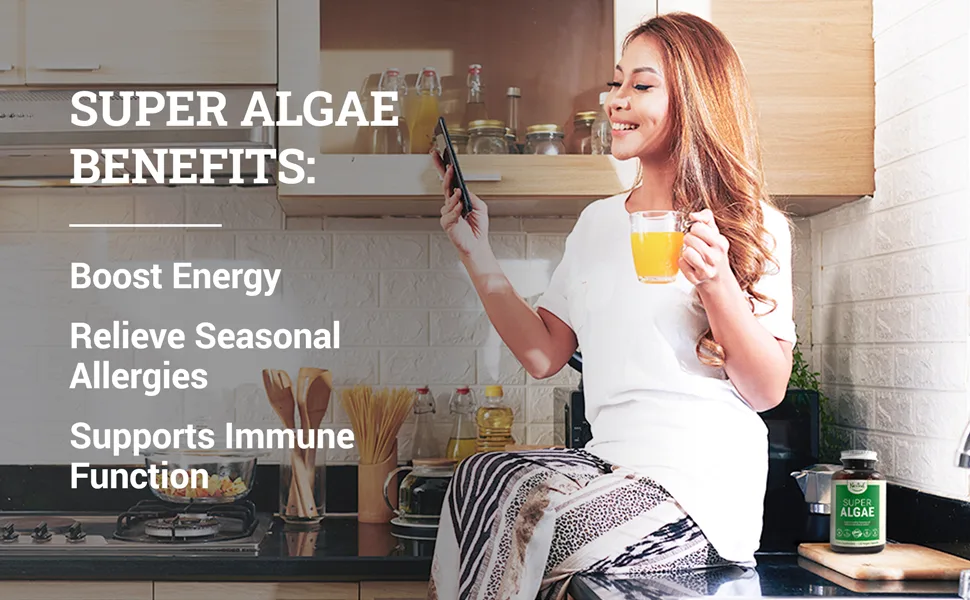 Super Algae Certified Organic Spirulina and Chlorella Vegan Capsules - Blue Green Algae Powder Supplement to Support Energy, Immune System and Healthy Gut - Non-GMO - Nested Naturals