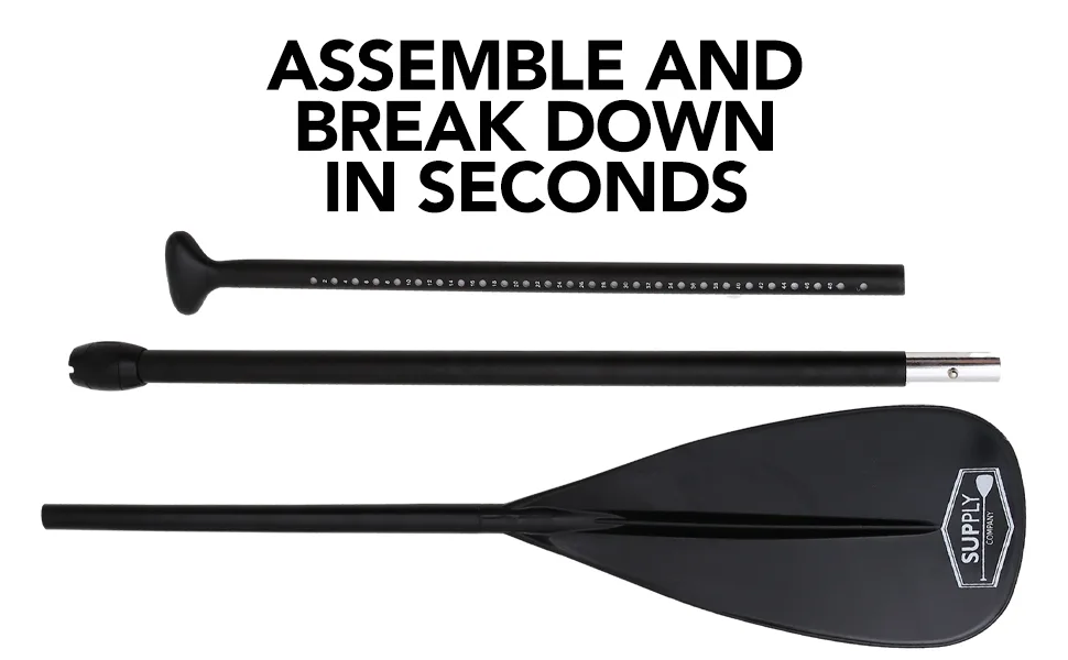 SUP Paddle - 3 Piece Adjustable Stand Up Paddle Board Paddles - Lightweight & Floating Paddleboard Oar - Durable & Packable for Travel - High-Grade Aluminum Shaft & Nylon Blade for Efficient Strokes Black - Alloy Paddle