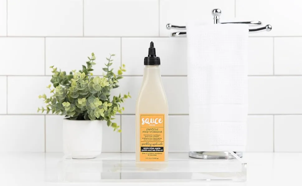Sauce Beauty Clarifying Rinse with Apple Cider Vinegar Tea Tree Oil - 8 Fl Oz Scalp Buildup Remover and Cleanser - acv rinse
