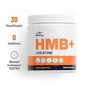 HMB + Creatine Supplement - 3g Daily HMB for Enhanced Strength Power & Recovery Ideal for High-Intensity Athletes 30-Day Supply - Blonyx HMB+ Creatine