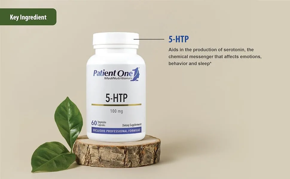 Patient One 5-HTP 100 mg | Supplement to Support Stress Management Mood and Sleep* | 60 Capsules - 5-HTP Ingredient