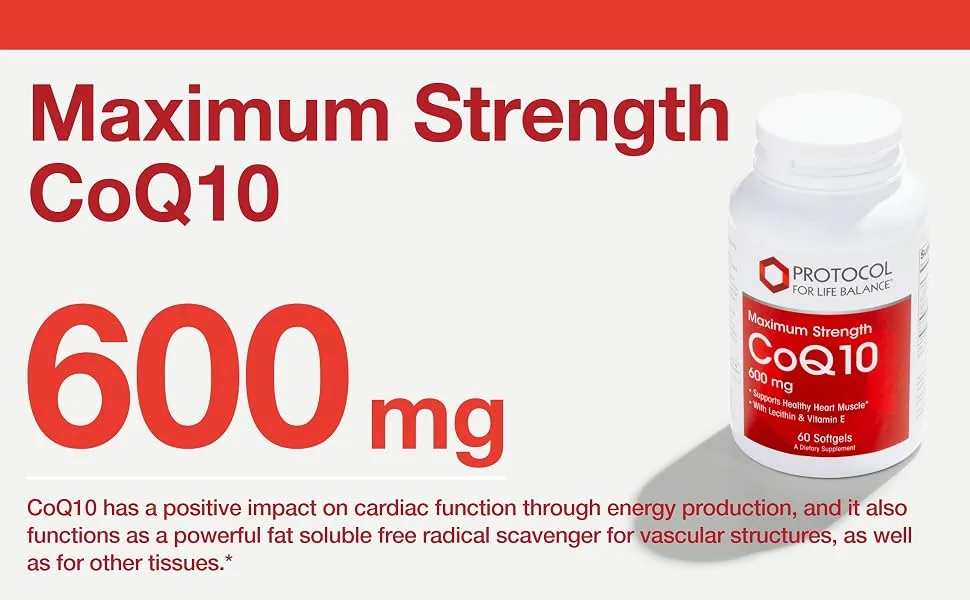 Protocol CoQ10 600mg - with Vitamin E & Soy Lecithin - Antioxidant Rich Supplement - Halal & Egg Free - 60 Softgels - CoQ10