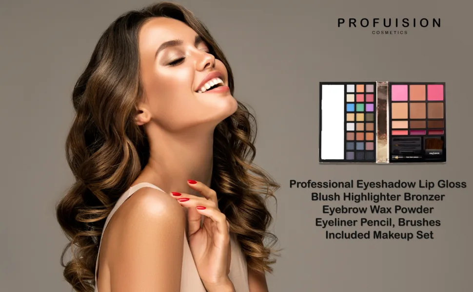 Profusion Cosmetics - Face - Professional Eyeshadow Lip Gloss Blush Highlighter Bronzer Eyebrow Wax Powder Eyeliner Pencil Brushes Included Makeup Set - product information 18