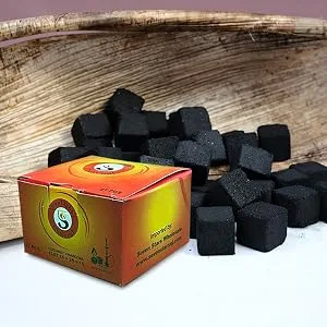 Sunlight Charcoal Coconut Coals  Coco Charcoal Flats for Multipurpose  Natural, No Odor, No Bad Taste  Coconut Cube Shell Anti Humidity Pouch - Protective Packaging - 2.5 x 1.5cm - (27) - Very Strong Organic