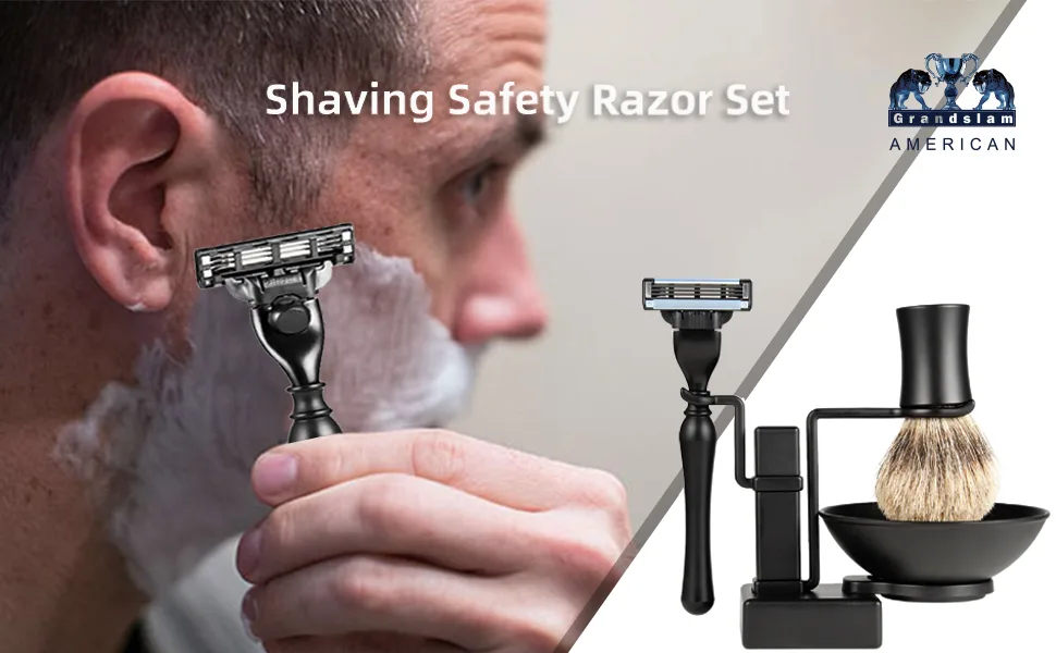 Grandslam Shaving Kit for Men Safety Razor Shaving Brush Soap Cream and Stand Stainless Steel Bowl Kit Gift Set - product information 6