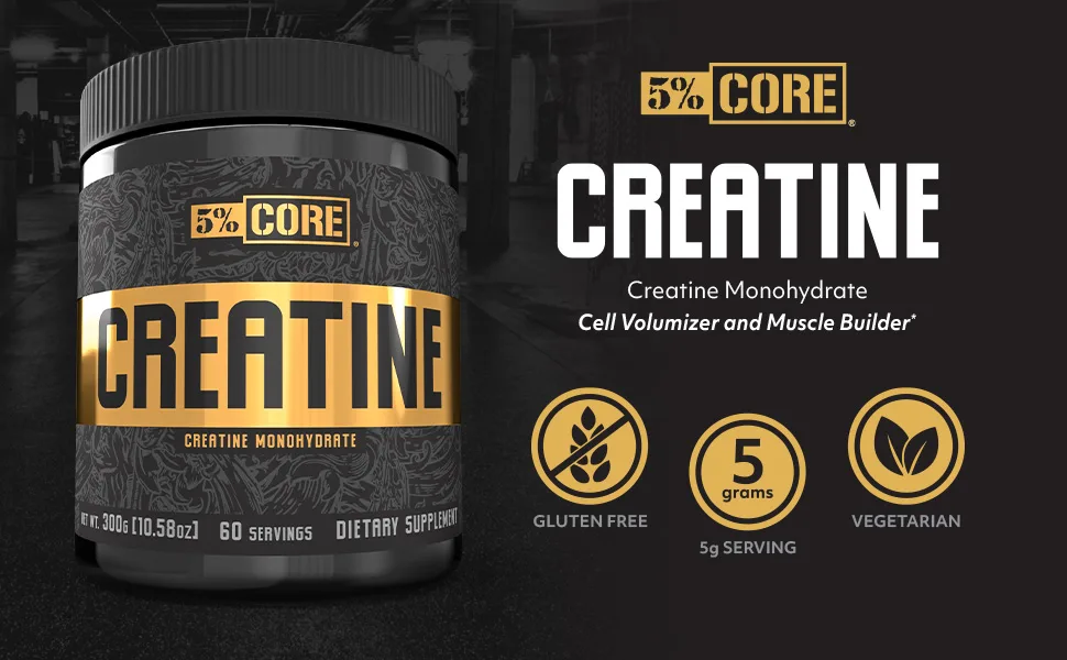 5% Nutrition Core Creatine | Micronized Creatine Monohydrate Powder | 5G 5000mg 60 Servings (Unflavored) - 5% Nutrition Core Creatine Micronized Creatine Monohydrate Powder 5G, 5000mg 60 Servings Unflavored