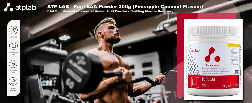 ATP LAB - Pure EAA Powder 300g (Pineapple Coconut Flavour) - EAA Supplement - Essential Amino Acid Powder - Building Muscle Recovery - ATP LAB - Pure EAA Powder 300g