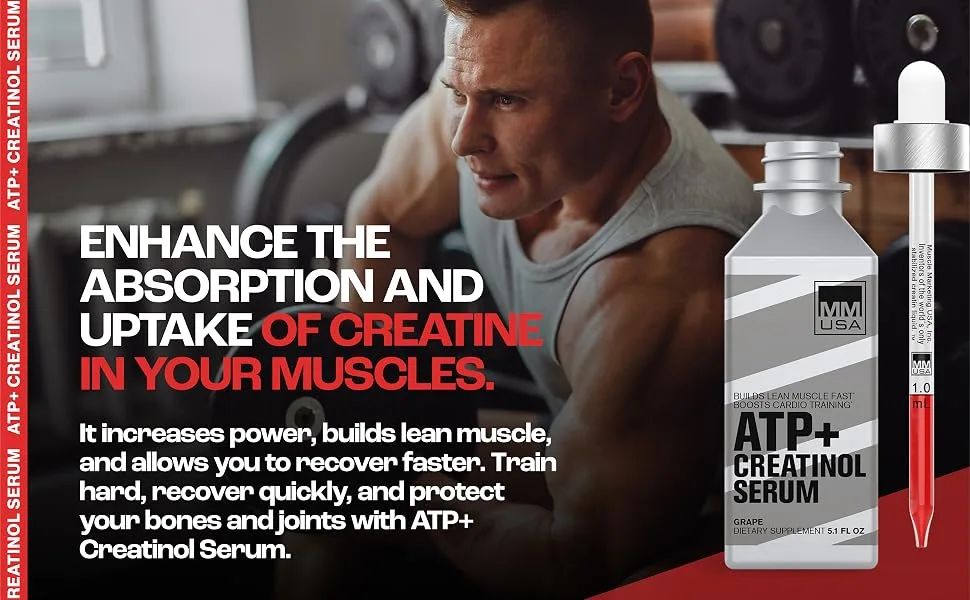 ATP+: Men's Creatine Serum. Maximize Workouts with Enhanced Energy. Boost Muscle Strength & Recovery. Rich in Amino Acids & Vitamins. With Joint Support. Top Pre-Workout Solution. 5.1 Fl Oz Grape - Protects Joints, Fuels Your Workout With Amino Acids, Strengthens Bones, Support For Weight Loss