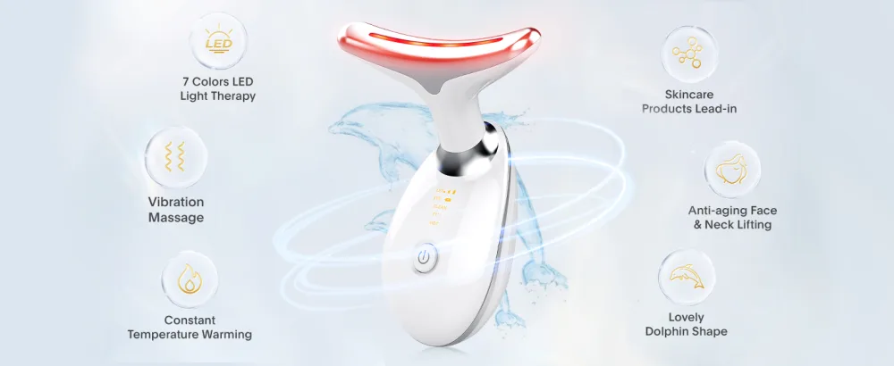Red-Light-Therapy-for-Face and Neck Red Light Therapy Wand 7 Color Led Face Neck Massager for Skin Care White Glossy White - product information 6
