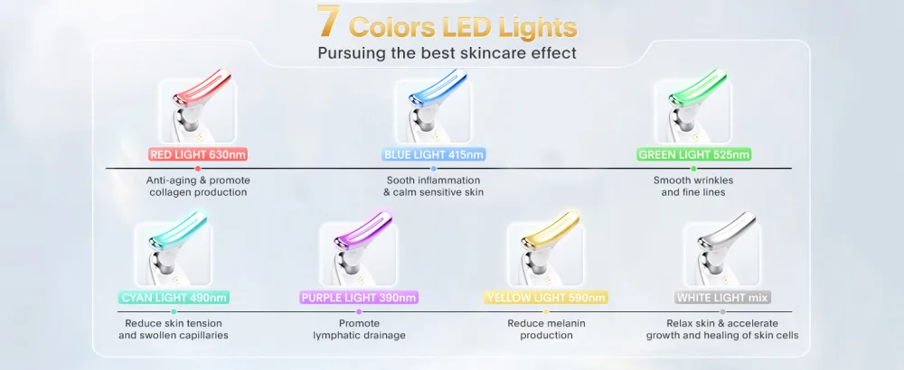 Red-Light-Therapy-for-Face and Neck Red Light Therapy Wand 7 Color Led Face Neck Massager for Skin Care White Glossy White - product information 7