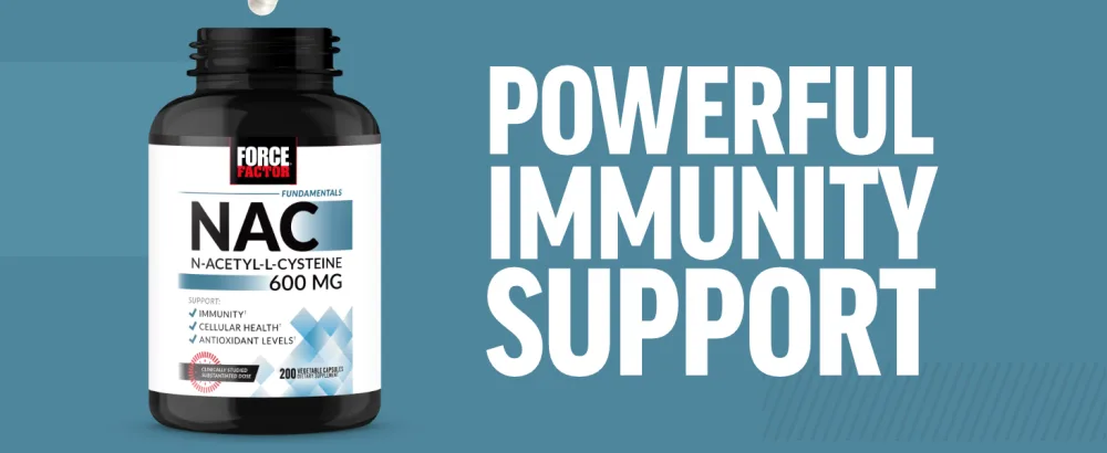 FORCE FACTOR NAC Supplement N-Acetyl Cysteine 600 mg Immune Support Supplement 200 Vegetable Capsules - powerful immunity support