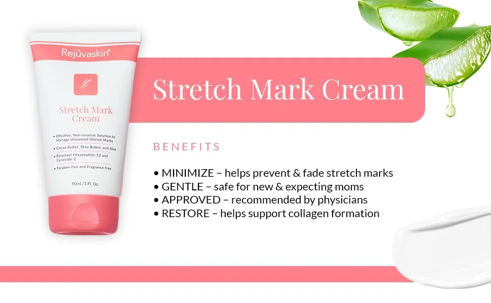 Rejuvaskin Stretch Mark Cream Helps Improve and Prevent Stretch Marks Cocoa Butter Aloe Shea - 3Fl Oz/90mL - Stretch Mark Cream