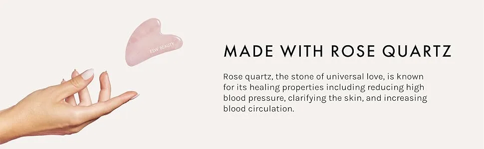 ESW Beauty Hibiscus White Tea Rose Quartz Gua Sha - Made With Rose Quartz
