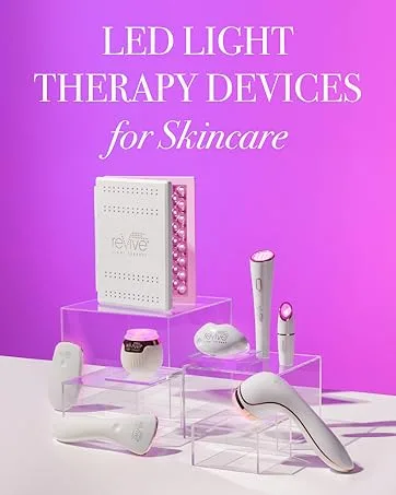 reVive Light Therapy Lux Collection GLO Acne Device For Face Red & Blue Light Therapy LED Wand - LED Light Therapy Technologies Anti Aging Acne Treatment Red Light Blue Light Sonic Cleanser