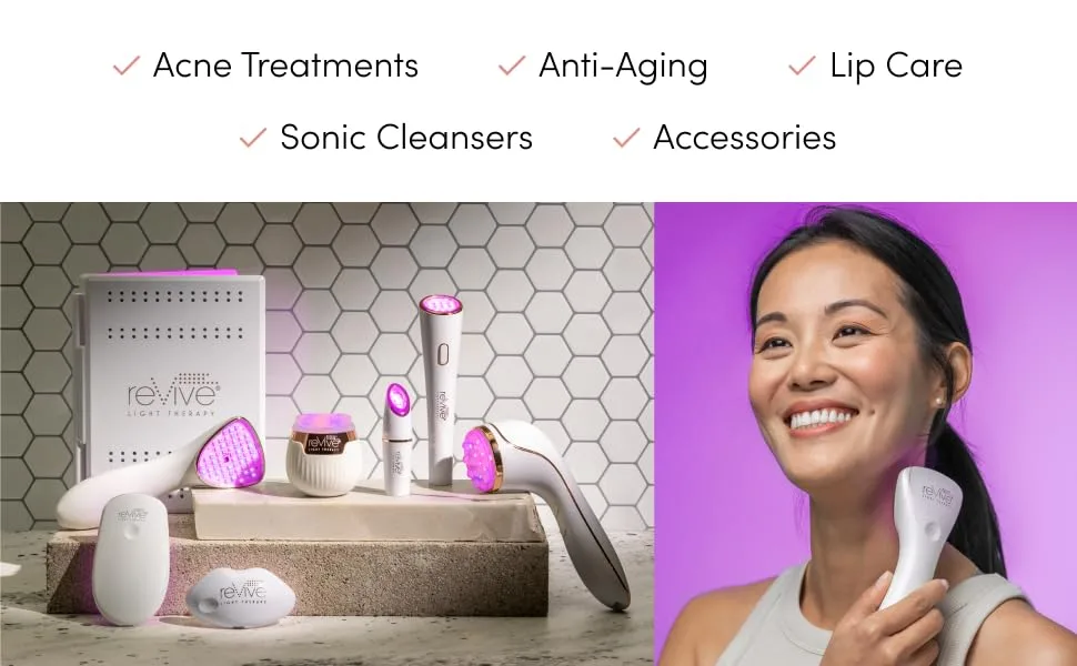 reVive Light Therapy Lux Collection GLO Acne Device For Face Red & Blue Light Therapy LED Wand - reVive Light Therapy Red Light Blue Light anti acne anti wrinkle