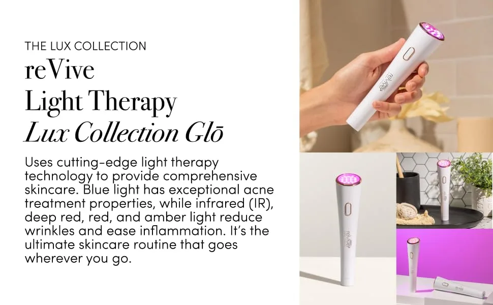 reVive Light Therapy Lux Collection GLO Acne Device For Face Red & Blue Light Therapy LED Wand - reVive Light Therapy Red Light Blue Light anti acne anti wrinkle