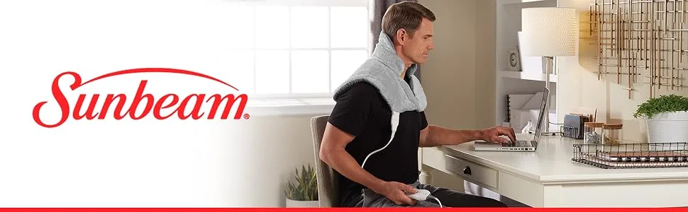 Sunbeam Heating Pad for Neck and Shoulder Pain Relief with Auto Shut Off and Moist Heating Option, 22 x 19", Grey Gray - product information 1