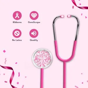 Breast Cancer Awareness Ribbons Hot Pink Gemscope Stethoscope - gemscope