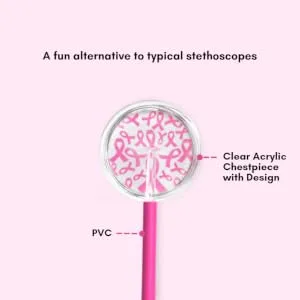 Breast Cancer Awareness Ribbons Hot Pink Gemscope Stethoscope - gemscope