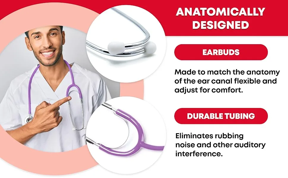 Ever Ready First Aid Dual Head Stethoscope - Lavender - Dual Head Stethoscope- anatomically designed