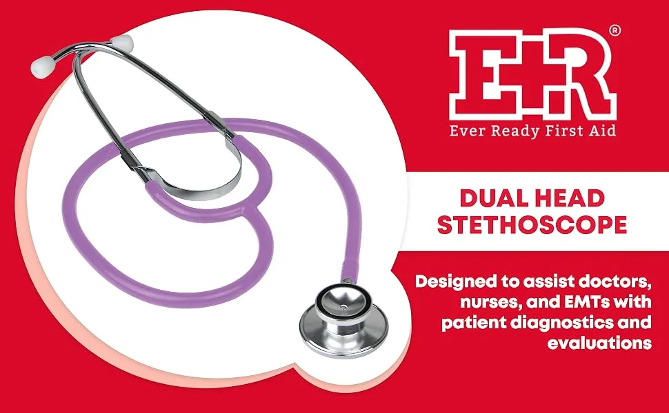 Ever Ready First Aid Dual Head Stethoscope - Lavender - Ever Ready First Aid Dual Head Stethoscope