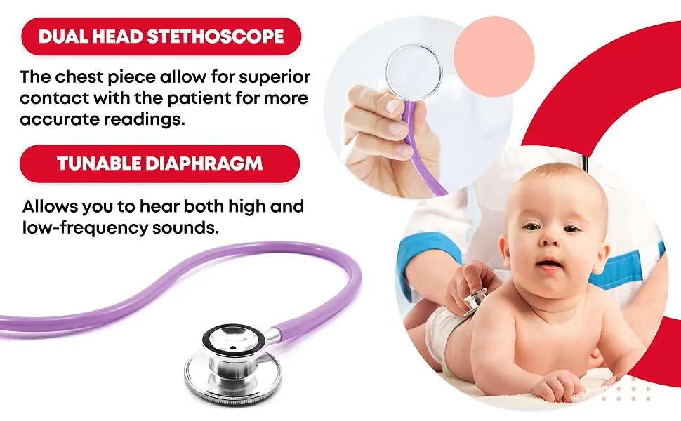 Ever Ready First Aid Dual Head Stethoscope - Lavender - Ever Ready First Aid Dual Head Stethoscope-tunable diaphragm