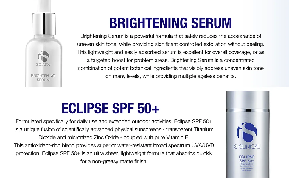 iS CLINICAL Pure Radiance Collection Even Complexion Full Regime Collection Gift Set Skin discoloration hyperpigmentation - Brightening Serum, Eclipse SPF 50+