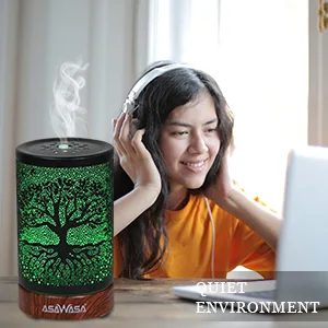 ASAWASA Diffusers for Essential Oils Essential Oil Diffuser with Waterless Auto Shut-Off Metal Art Aromatherapy Humidifier with Multicolor Changed Night Light Ideal for Home Gifts Spa Yoga (Banyan) - ASAWASA essential oil diffuser