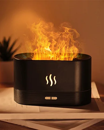 Colorful Flame Diffuser Noiseless 7 Colors Changing Oil Diffuser Essential Oils Upgraded 180ml Fire Humidifier with Essential Oil Diffuser for Home Room Auto Shut-Off (Black) - flame diffuser room diffuser essential oils diffuser diffusers for essential oils