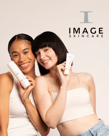 IMAGE Skincare Ready Set Discover 3 Piece Introductory Skin Care Regimen - image skincare two women holding up their skincare product