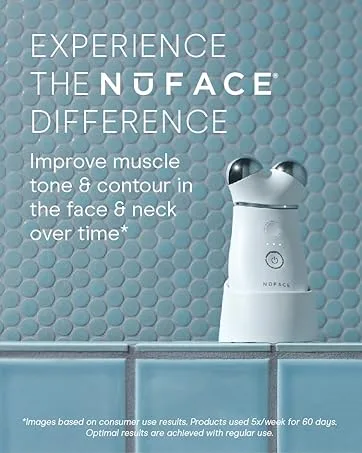 NuFACE Trinity FDA Cleared Microcurrent Facial Device & Wrinkle Reducer Attachment - Microcurrent Device with LED Red Light Attachment - Face Sculpting & Neck Tightening Device + Aqua Microcurrent Gel Trinity and Wrinkle Reducer Attachment - nuface device