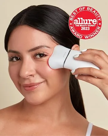 NuFACE Trinity FDA Cleared Microcurrent Facial Device & Wrinkle Reducer Attachment - Microcurrent Device with LED Red Light Attachment - Face Sculpting & Neck Tightening Device + Aqua Microcurrent Gel Trinity and Wrinkle Reducer Attachment - red light face device
