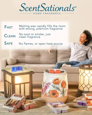 Scentsationals Scent Charm Plug-in Essential Oil Diffuser - Wall Plug Restroom Diffuser for Essential Oils Aromatherapy Diffuser for Living Room or Bedroom - Green Leaf - scentsationals wax melts and warmers