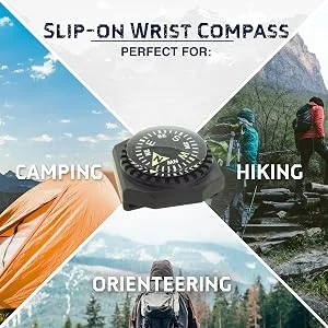 Sun Company Slip-On Wrist Compass - Easy-to-Read Compass for Watch Band or Paracord Survival Bracelet - Compass