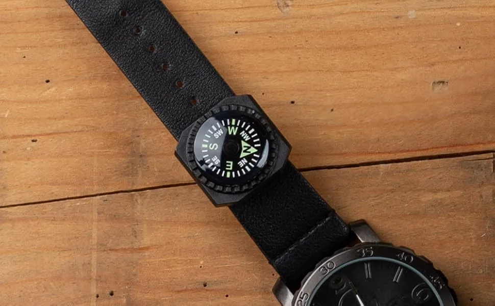 Sun Company Slip-On Wrist Compass - Easy-to-Read Compass for Watch Band or Paracord Survival Bracelet - Slip On Compass