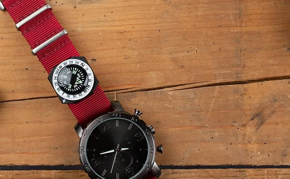 Sun Company GoCompass - Micro Orienteering Wrist Compass | Watch Band or Paracord Bracelet Compasses with Rotating Bezel - Wrist Compass