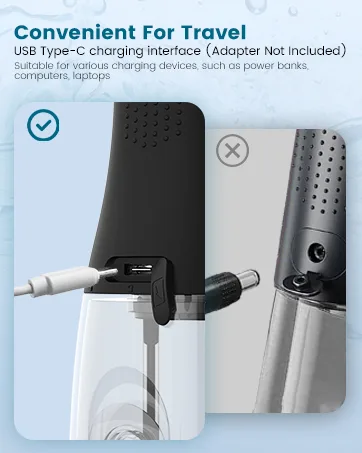 Water Flosser - Cordless Portable Oral Irrigator with 2000mAh Battery 4 Nozzle Types 4 Cleaning Modes 265ml Water Tank IPX7 Waterproof - WATER FLOSSER