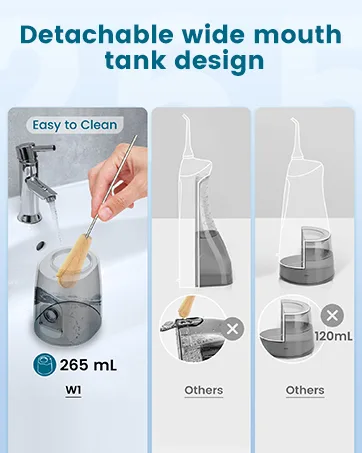 Water Flosser - Cordless Portable Oral Irrigator with 2000mAh Battery 4 Nozzle Types 4 Cleaning Modes 265ml Water Tank IPX7 Waterproof - WATER FLOSSER
