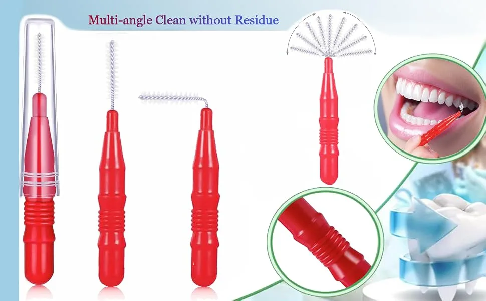 Gum Brushes go Between Teeth Tight Interdental Slim Brushes with 360 Angled Soft Bristles Brace Floss Cleaner Cleaning Tools 2 Size - mirco tight between teeth gum