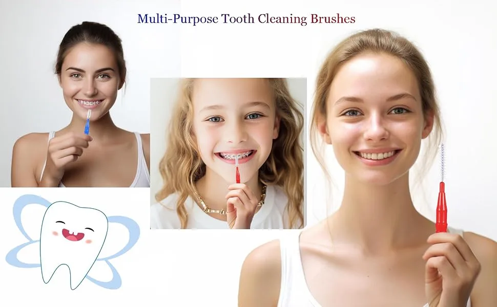 Gum Brushes go Between Teeth Tight Interdental Slim Brushes with 360 Angled Soft Bristles Brace Floss Cleaner Cleaning Tools 2 Size - toothpicks flosser
