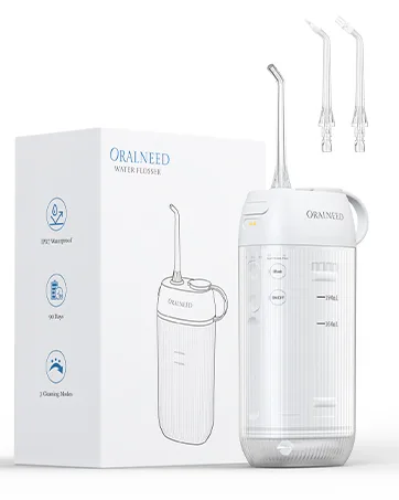 Portable Travel Water Flosser for Teeth Cleaning with 3 Flossing Tips Orthodontics and Braces Dental Care - Mini Water Flosser
