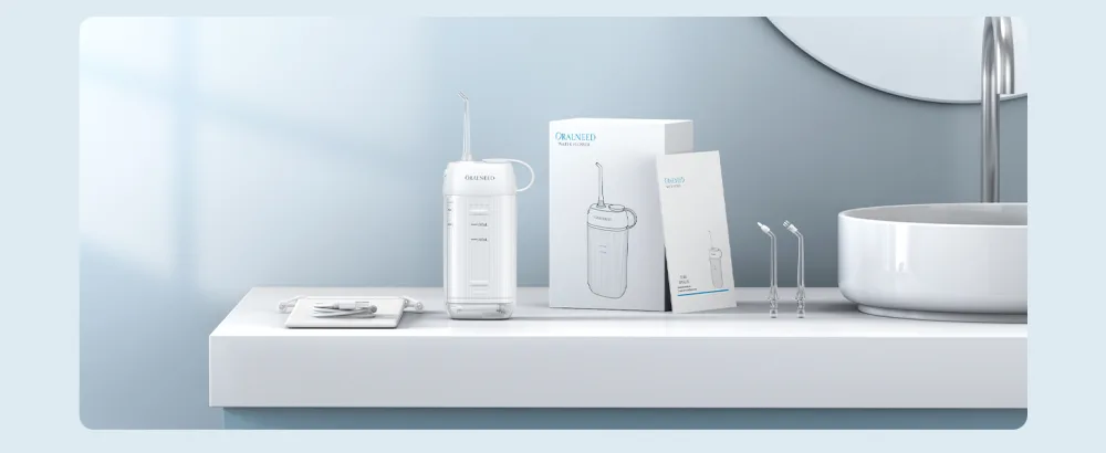 Portable Travel Water Flosser for Teeth Cleaning with 3 Flossing Tips Orthodontics and Braces Dental Care - Packing Listing