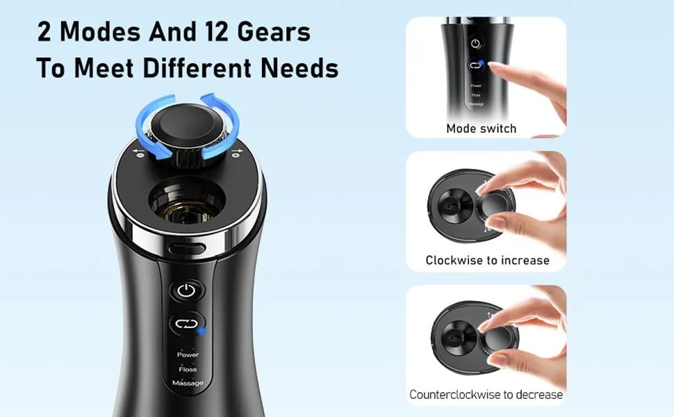 Oral irrigator Visual Water Flosser C2 with 10 MP Camera for Teeth 2 Modes 12 Gears IPX7 Portable 350ML Water Tank - Water flosser