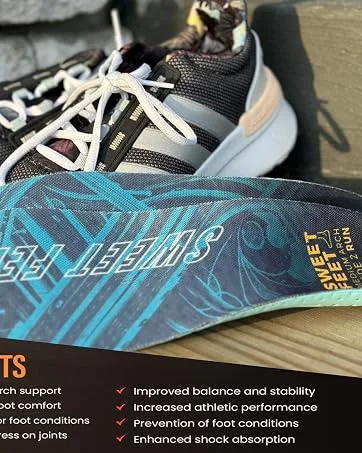 Made2Run Athletic High-Performance Running Insoles - Shock Absorption & Support | Perfect for Runners Walkers Athletes | Enhanced Comfort & Flexibility | Orthotic Support Medium Arch Large Mens 9-10.5 | Womens 10.5-12 - sweetfeet